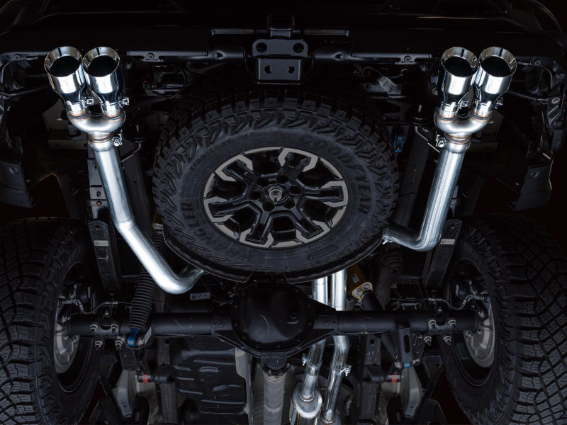 AWE Tuning 22-23 GMC Sierra 1500 AT4X 6.2L 0FG Catback Split Dual (Flat Bumper) - Chrome Silver Tips 3015-42284 3015-42284 Photo - Mounted
