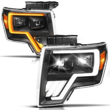 ANZO 09-14 Ford F-150 (Factory Halogen Model ONLY) Full LED Proj Headlights Init/SeqSig Black - Pair 111629A 111629A User 1
