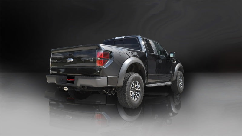 Corsa Performance 11-14 Ford F-150 Raptor 6.2L V8 133in Wheelbase Black Xtreme Cat-Back 14759BLK Photo - Mounted