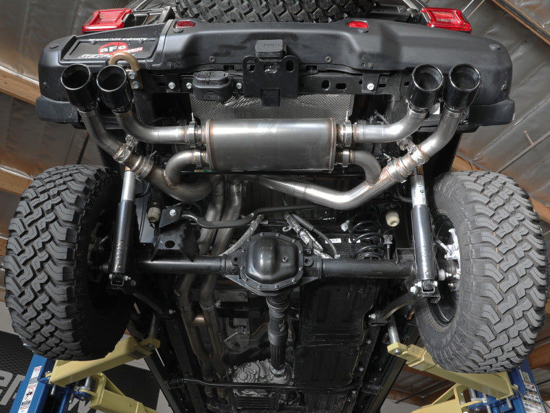 aFe Vulcan Series 2.5in 304SS Cat-Back Exhaust 2021+ Jeep Wrangler 392 6.4L w/ Black Tips 49-38098-B 49-38098-B Photo - Mounted