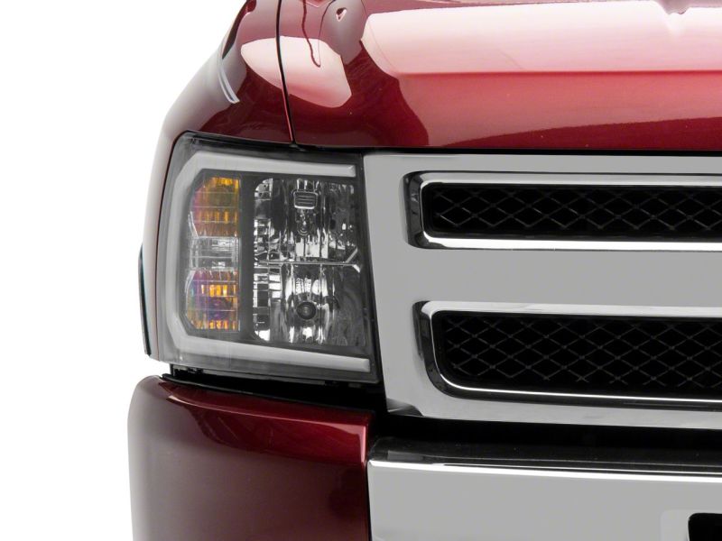 Raxiom 07-13 Chevrolet Silverado 1500 Axial Series Headlights w/ LED Bar- Blk Housing (Clear Lens) S138003 S138003 Photo - Close Up