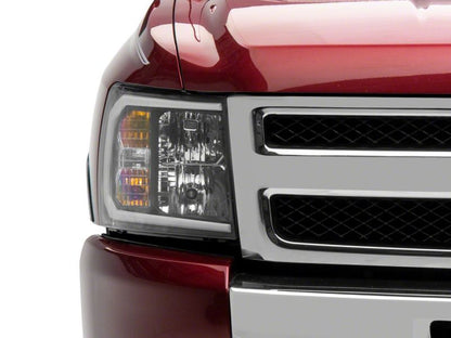 Raxiom 07-13 Chevrolet Silverado 1500 Axial Series Headlights w/ LED Bar- Blk Housing (Clear Lens) S138003 S138003 Photo - Close Up
