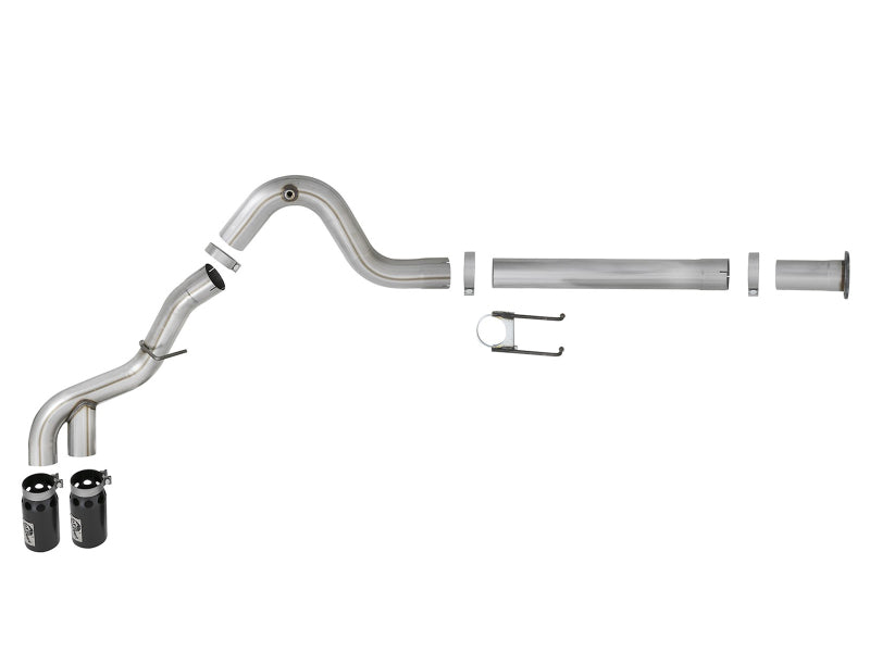 aFe Power 15-16 Ford F250/F350 6.7L Diesel Rebel XD 4in 409 SS DPF-Back Exhaust System - Black Tips 49-43121-B 49-43121-B Photo - Unmounted