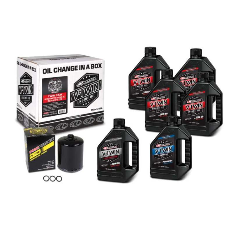 Maxima V-Twin Oil Change Kit Synthetic w/ Black Filter Twin Cam 90-119016PB