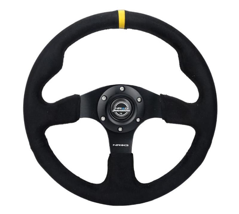 NRG Reinforced Steering Wheel (350mm/ 3in. Deep) Alcantara w/ Yellow Center w/ Black Stitch RST-012SA-Y RST-012SA-Y User 1