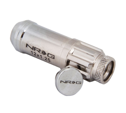 NRG M12 X 1.25 Steal Lug Nut W/ Dust Cap Cover Set 21 Pc Silver W/ Locks LN-LS710SL-21 Photo - Primary
