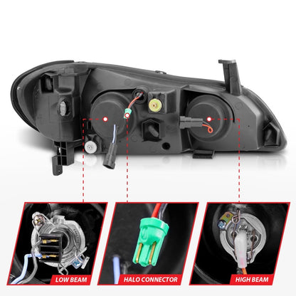 Anzo 2000-2004 Infiniti I30 Projector Headlights w/ Halo Black 121077 Photo - Unmounted