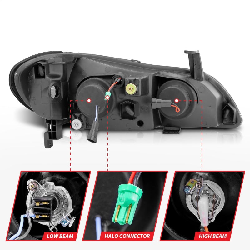 Anzo 2000-2004 Infiniti I30 Projector Headlights w/ Halo Black 121077 Photo - Unmounted
