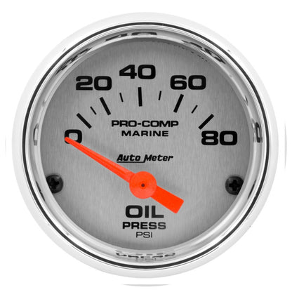 Autometer Gauge, Oil Pressure, 2 1/16", 80psi, Electric, Marine Chrome 200744-35 Photo - Primary
