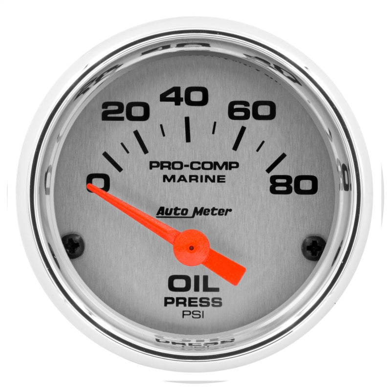 Autometer Gauge, Oil Pressure, 2 1/16", 80psi, Electric, Marine Chrome 200744-35 Photo - Primary