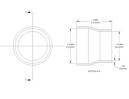 aFe POWER Universal Products Coupler Kit (3 x 2-1/2)in ID x 3in L - Black 59-00201 59-00201 Technical Drawing