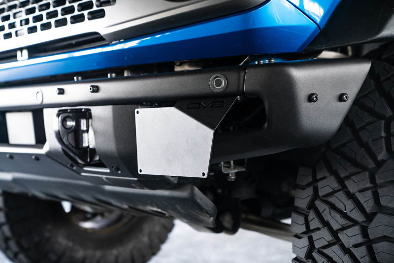 DV8 Offroad 21-22 Ford Bronco Factory Front Bumper License Relocation Bracket - Side LPBR-02 LPBR-02 Photo - lifestyle view