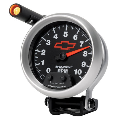 Autometer Tacho 3 3/4" 10k RPM Pedestal w Quick-Lite GM Bowtie Black 3690-00406 User 3