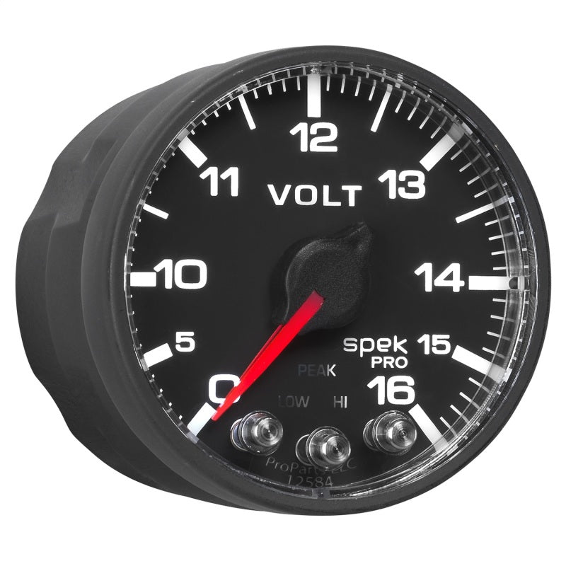 Autometer 2-1/16" Volmeter, 0-16V, Digital Stepper Motor, Spek-Pro, Black Dial P344328 User 6