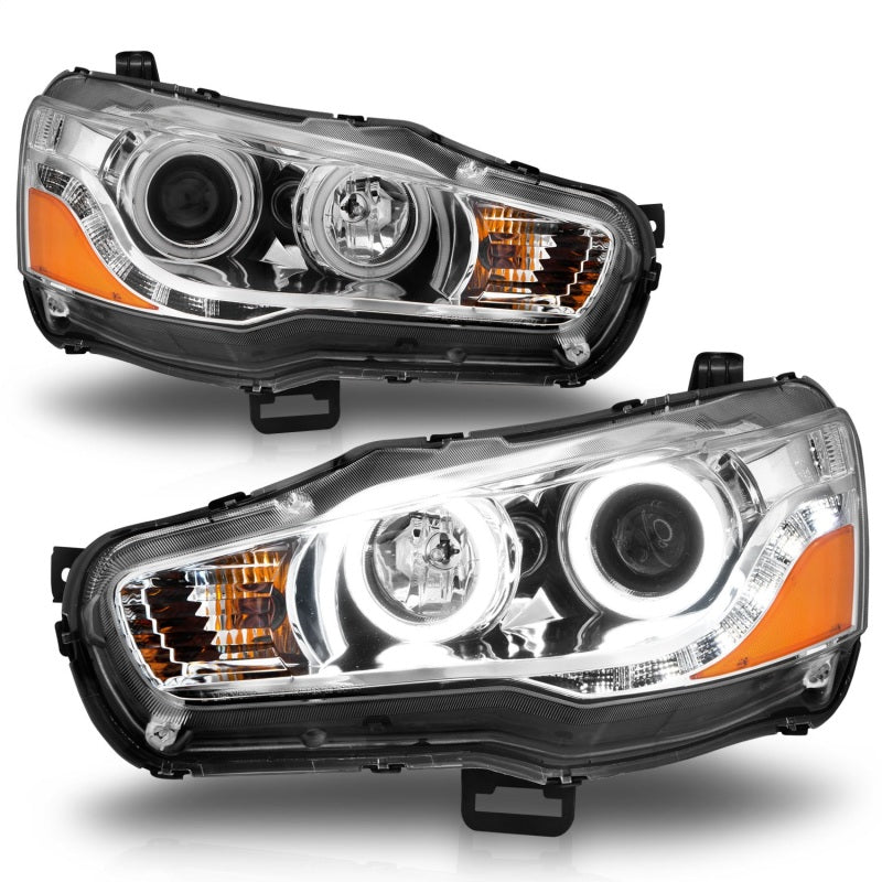 Anzo 2008-2015 Mitsubishi Lancer Projector Headlights w/ Halo Chrome (CCFL) 121427 Photo - Unmounted