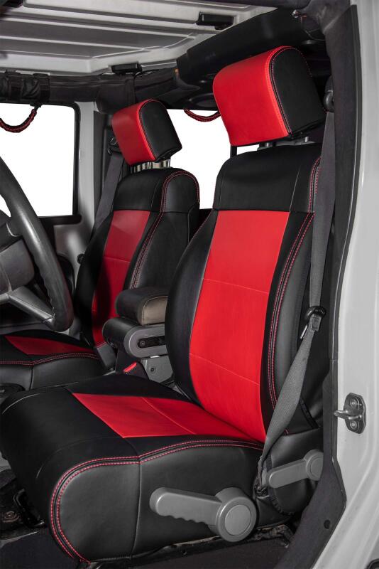 PRP Seats PRP 07-10 Jeep Wrangler JK Front Seat Covers/2 door or 4 door (Pair) - Black/Red B016-05 B016-05 Photo - Close Up