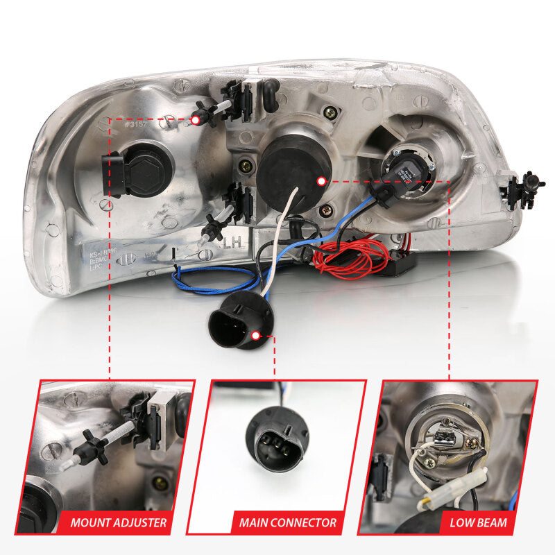 Anzo 1997.5-2003 Ford F-150 Projector Headlights w/ Halo and LED Chrome 1pc 111032 User 5
