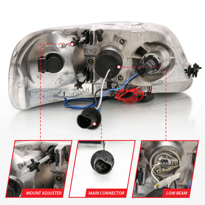 Anzo 1997.5-2003 Ford F-150 Projector Headlights w/ Halo and LED Chrome 1pc 111032 User 5