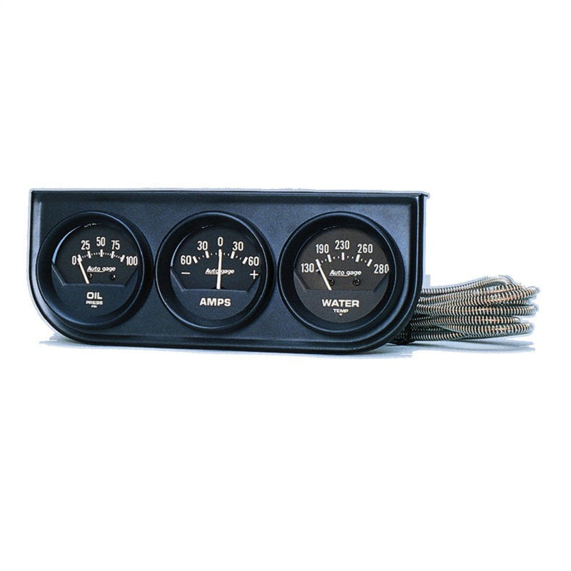 Autometer Gauge Console, Oilp/Wtmp/Amp, 2-1/16", 100 Psi/280 °F/60A, Blk Dial 2347 Photo - Primary