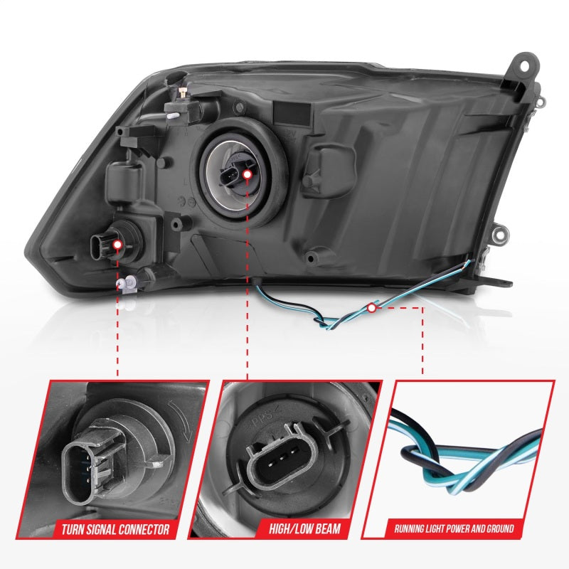 ANZO 2009-2018 Dodge Ram 1500/ 2500/ 3500 Crystal Headlights w/ Light Bar Chrome Housing 111516 111516 Photo - Unmounted