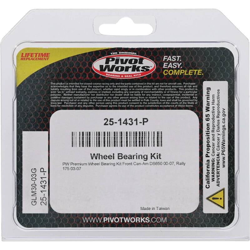 Pivot Works Can-Am Wheel Bearing Kit Premium Bearings 25-1431-P 25-1431-P Photo - Primary