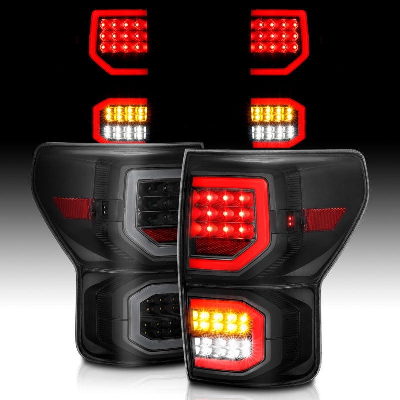 ANZO 2007-2013 Toyota Tundra LED Taillights Plank Style Black w/Smoke Lens 311337 311337 Photo - Unmounted