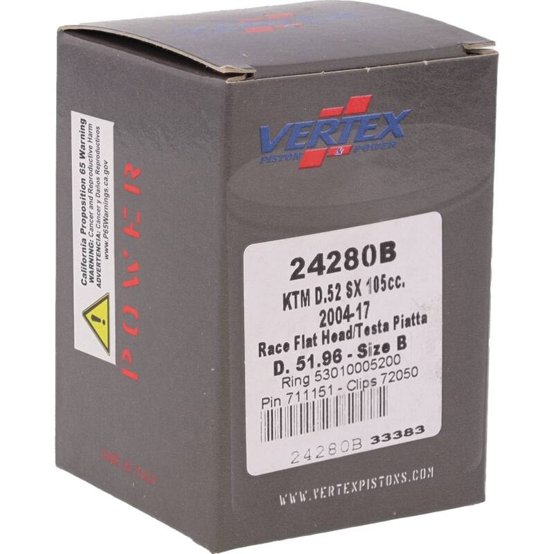 Vertex Pistons Vertex Piston 04-11 KTM 105 SX 105cc Cast Race Piston Kit 24280B 24280B Photo - Primary