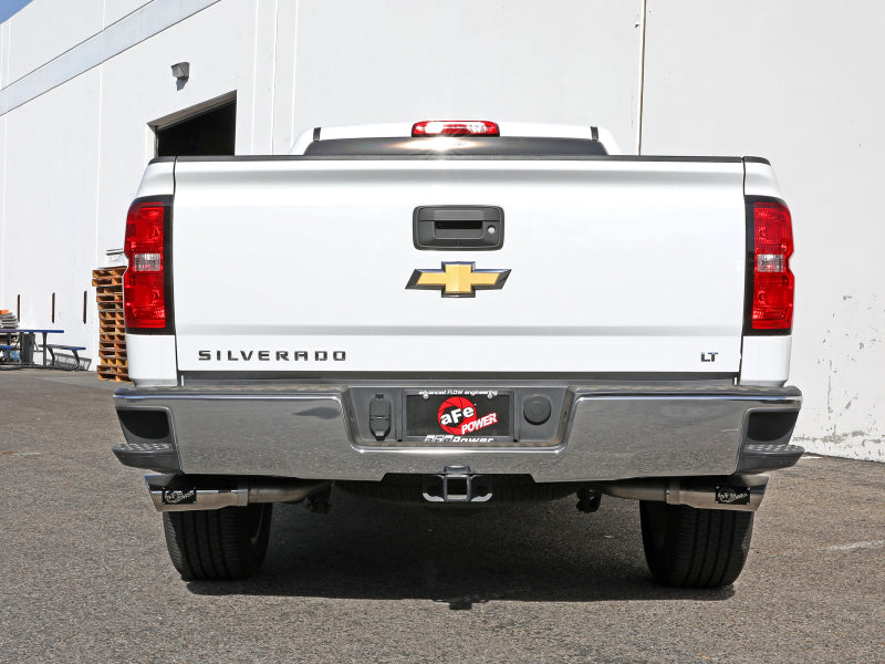 aFe Gemini XV 3in 304SS CB Exhaust w/ Cutout 14-19 GM Trucks 4.3/5.3L w/ Pol Tips - CrewCab/Extended 49-34132-P 49-34132-P Photo - Mounted
