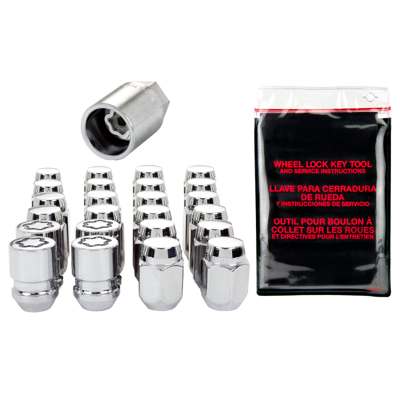 McGard 6 Lug Hex Install Kit w/Locks (Cone Seat Nut) M12X1.25 / 13/16 Hex / 1.28in. L - Chrome 84654 84654 Photo - Primary
