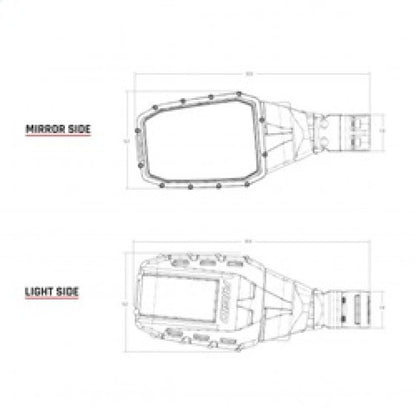Rigid Reflect Side Mirror With Integrated LED Light And Amber Side Light | Pair 64011 Line Art