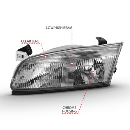 ANZO 1997-1999 Toyota Camry Crystal Headlight Chrome Amber(OE) 121555 121555 Photo - out of package