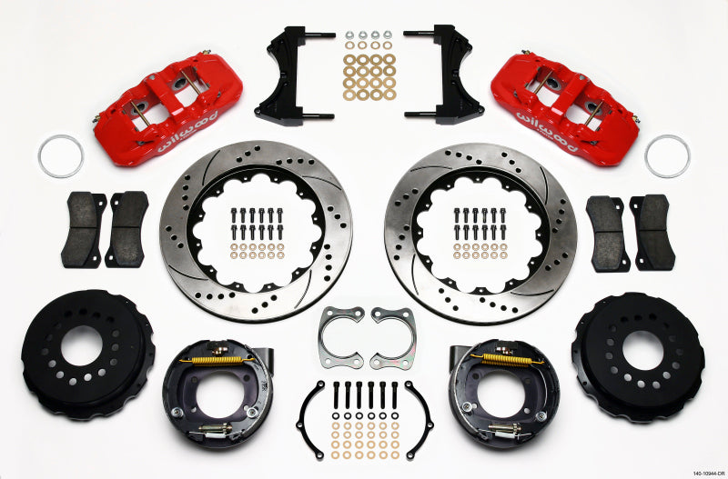 Wilwood AERO4 Rear P-Brake Kit 14.00in Drilled Red Big Ford  2.36in Offset 140-10944-DR 140-10944-DR Photo - Primary