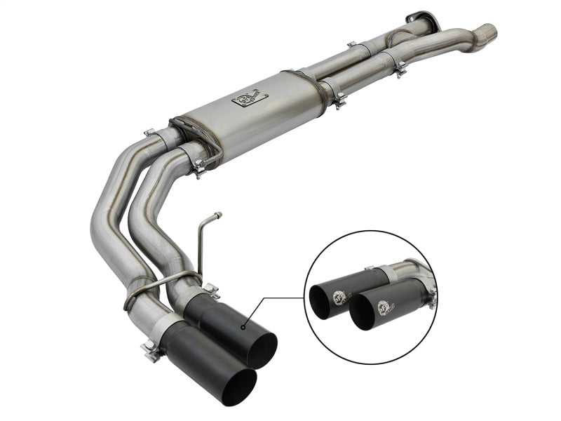 aFe Rebel Series 3in Cat-Back Exhaust System w/ Dual Mid-Side Exit - Black 49-43091-B Photo - Primary