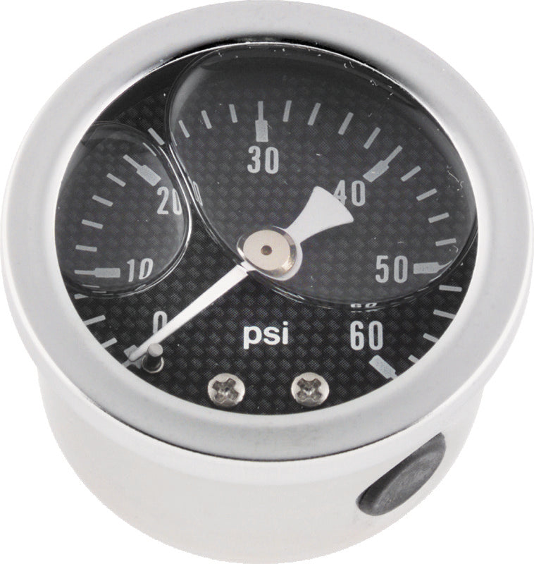 Bikers Choice 0-60 PSI Oil Pressure Gauge Carbon Face Stainless Bezel Liquid Filled Universal Custom 496455 496455 Photo - Primary
