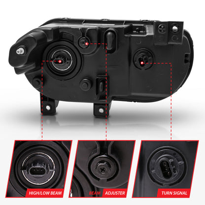 Anzo  2008-2014 Dodge Challenger Crystal Headlights Black 121526 Photo - Unmounted
