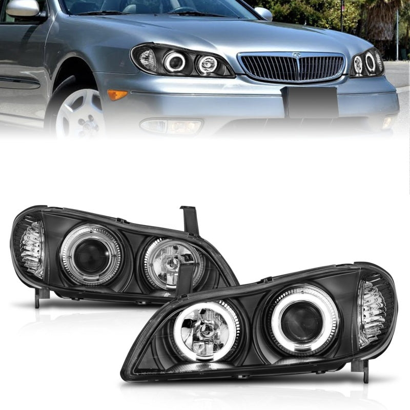 Anzo 2000-2004 Infiniti I30 Projector Headlights w/ Halo Black 121077 Photo - Primary