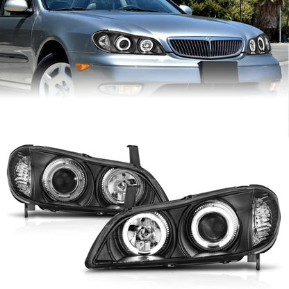 Anzo 2000-2004 Infiniti I30 Projector Headlights w/ Halo Black 121077 Photo - Primary
