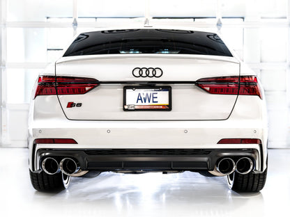 AWE Tuning 19-23 Audi C8 S6/S7 2.9T V6 AWD Track Edition Exhaust - Chrome Silver Tips 3020-42101 3020-42101 Photo - Mounted
