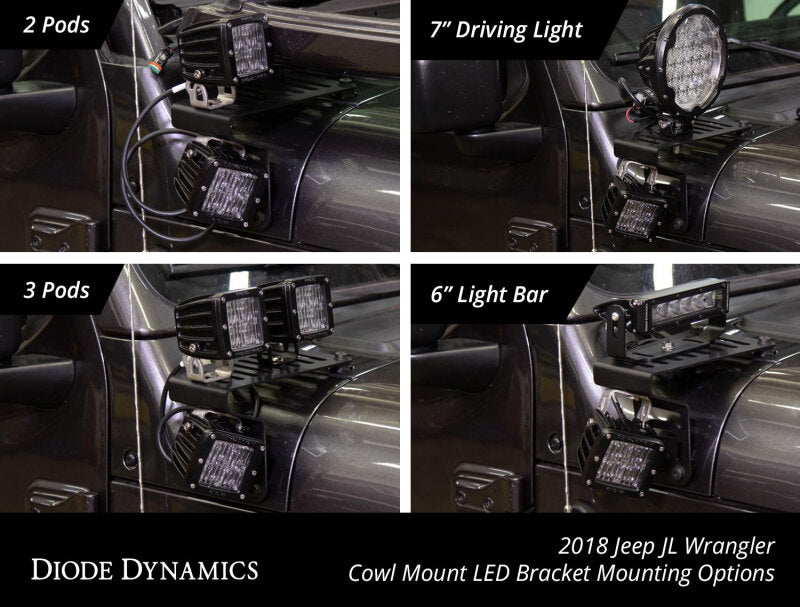 Diode Dynamics 18-21 Jeep JL Wrangler/Gladiator Cowl Mount LED Bracket Kit DD6089 DD6089 User 8
