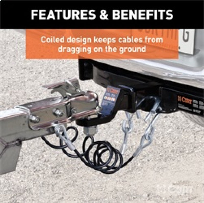 RockJock Curt Towing Safety Cable Kit 44 1/2in Long w/ 2 Snap Hooks 5000lbs 2-Pack RJ-80151 RJ-80151 Features and Benefits