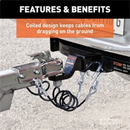RockJock Curt Towing Safety Cable Kit 44 1/2in Long w/ 2 Snap Hooks 5000lbs 2-Pack RJ-80151 RJ-80151 Features and Benefits