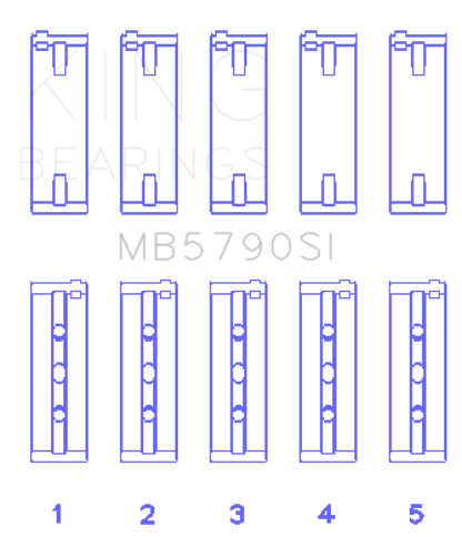 King Engine Bearings Porsche M 48.00/M 48.50 (Size +0.25mm) Main Bearing Set MB5790SI0.25 MB5790SI0.25 Photo - Primary
