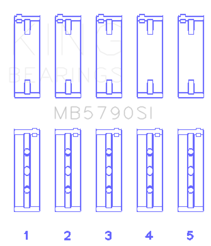 King Engine Bearings Porsche M 48.00/M 48.50 (Size +0.25mm) Main Bearing Set MB5790SI0.25 MB5790SI0.25 Photo - Primary