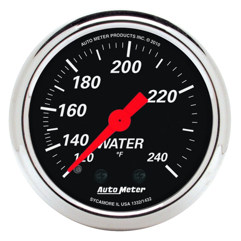 Autometer Gauge Water Temp 2 1/16", 120-240 Deg. F, Mech, Designer Black 1432 Photo - Primary