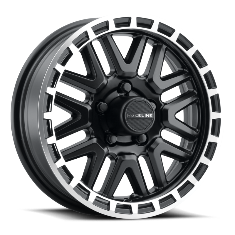Raceline 953BM Krank 13x4.5in / 5x114.3 BP / -0.125mm Offset / 3.19mm Bore - Black & MACH. Wheel 953BM-34512 953BM-34512 Photo - Primary