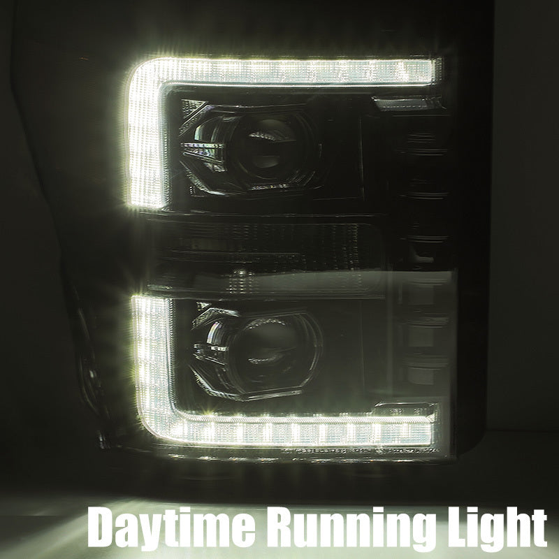 AlphaRex 11-16 Ford F-350 SD LUXX LED Proj Headlights Plank Style Alpha Blk w/Activ Light/Seq Signal 880143 880143 User 2