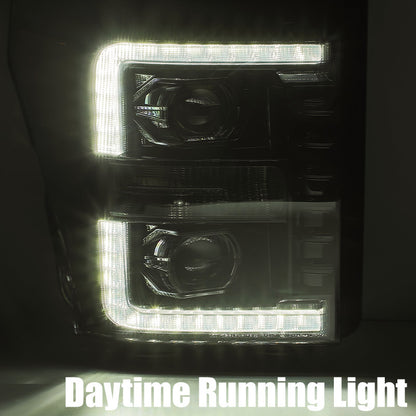 AlphaRex 11-16 Ford F-350 SD LUXX LED Proj Headlights Plank Style Alpha Blk w/Activ Light/Seq Signal 880143 880143 User 2
