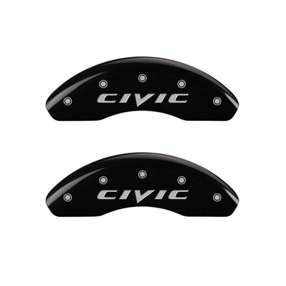 MGP Front set 2 Caliper Covers Engraved Front 2015/Civic Black finish silver ch 20143FCIVBK 20143FCIVBK Photo - Primary