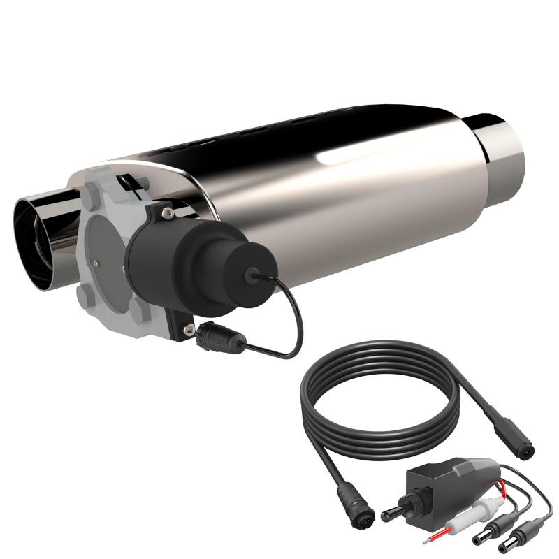 QTP 3in Weld-On 304SS Screamer Muffler Short Case w/Bolt-On QTEC Electric Cutout 13302C 13302C Photo - Primary