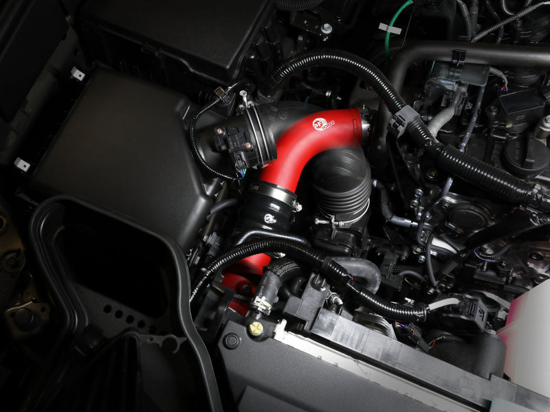 aFe 2024+ Toyota Tacoma BladeRunner  2.5in & 3in Aluminum Hot & Cold Charge Pipe Kit - Red 46-20724-R 46-20724-R Photo - Mounted